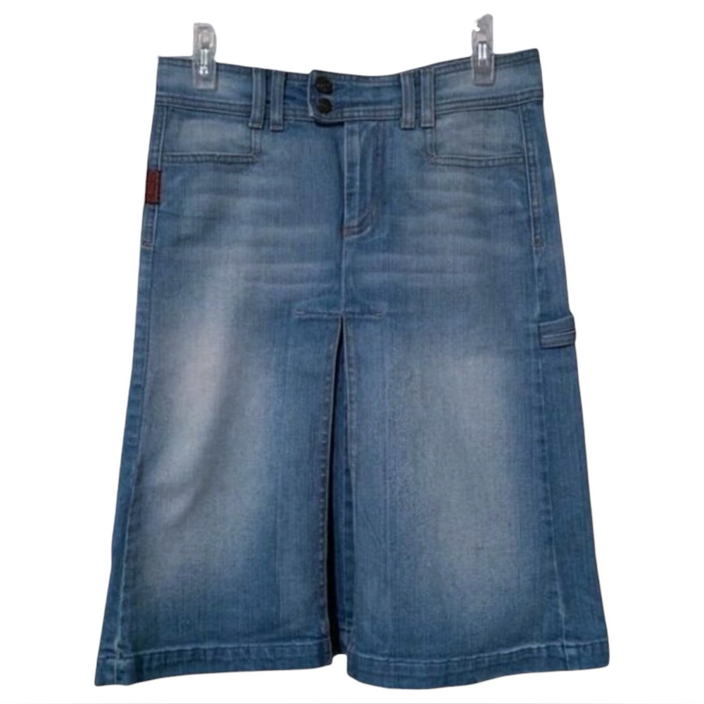 7 For All Mankind Wash Denim Midi Jean Skirt Size 26 Medium